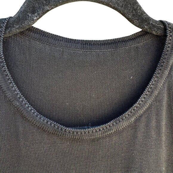 Womens Black Long-Sleeve Knit Crewneck Long Sleeve Minimalist Shirt Blouse Top - Picture 5 of 7